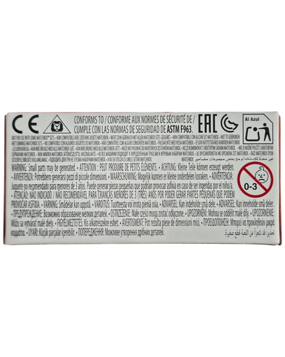 More Than Diecast 2021 Cadillac CT5-V Matchbox toy car packaging back with safety warnings and product information