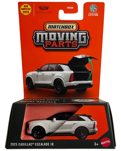 More Than Diecast Matchbox 2025 Cadillac Escalade IQ white die-cast SUV with opening trunk in original packaging