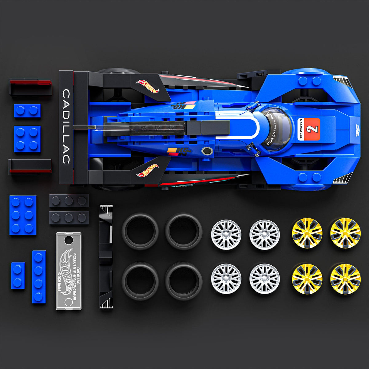 More Than Diecast Mattel Brick Shop Cadillac Project GTP Hypercar building set with custom decals and wheel covers.