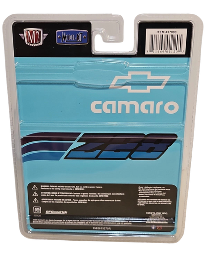 More Than Diecast M2 Machines 1980 Chevrolet Camaro Z/28 blue chase model kit packaging in protective blister pack