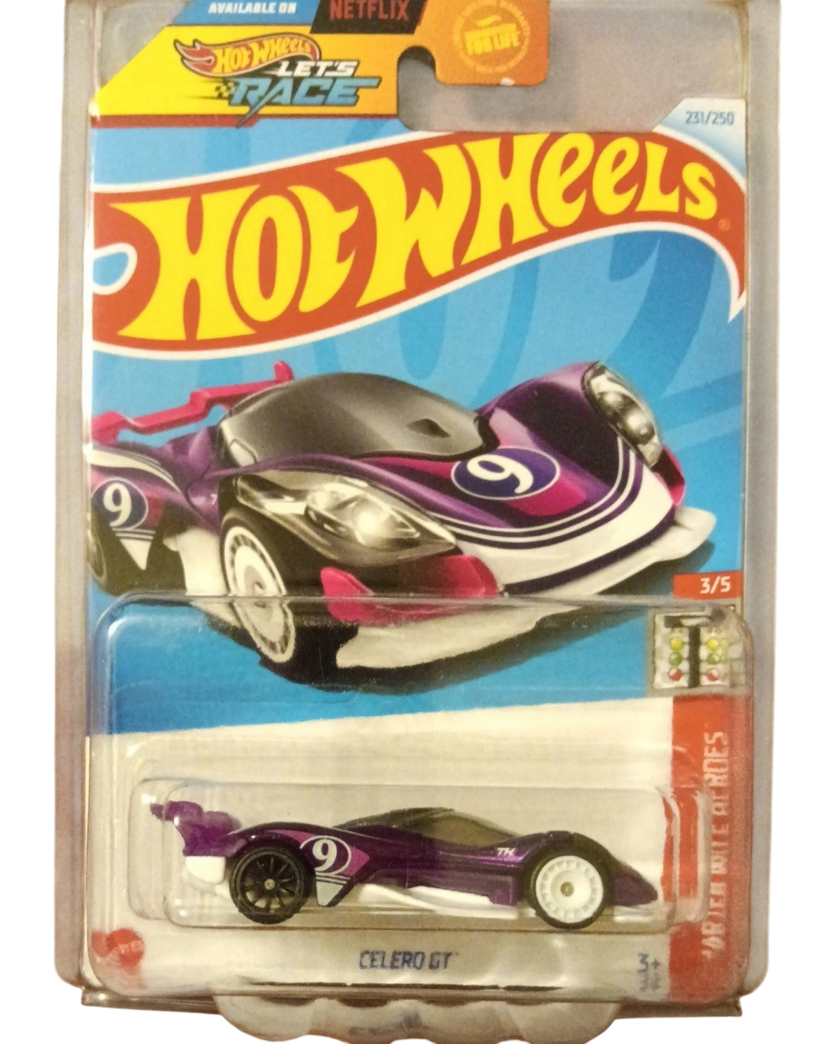 More Than Diecast Hot Wheels 2024 Super Treasure Hunt Celero GT in purple Spectraflame paint on blister card