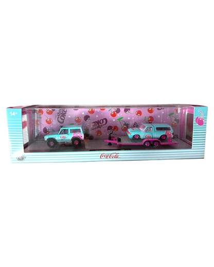 More Than Diecast M2 Machines Cherry Coke 1:64 scale set featuring a light blue 1976 Ford Bronco and 1995 Ford Ranger
