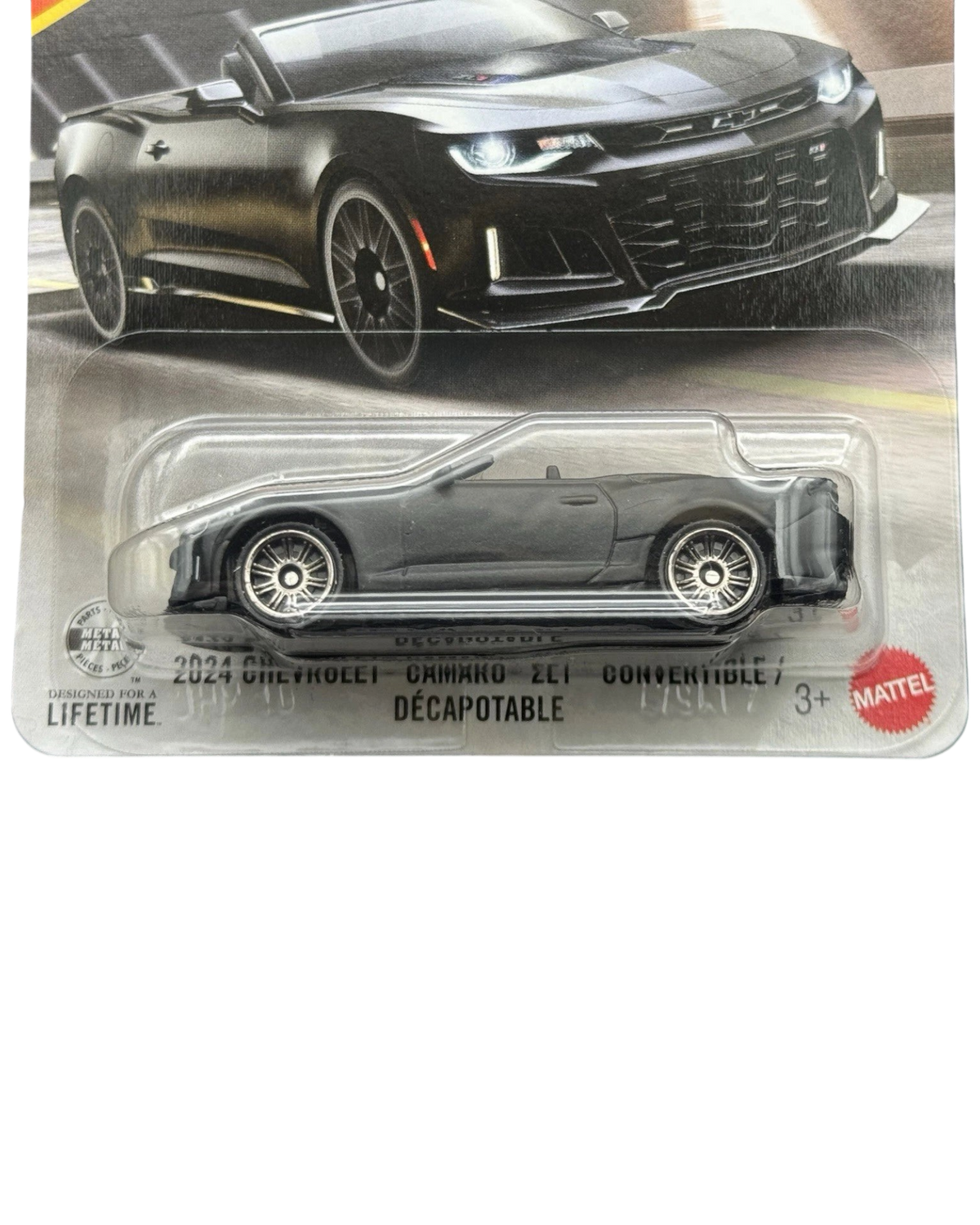 More Than Diecast Matchbox 2024 Chevrolet Camaro ZL1 convertible die-cast car in 1:64 scale on blister card packaging