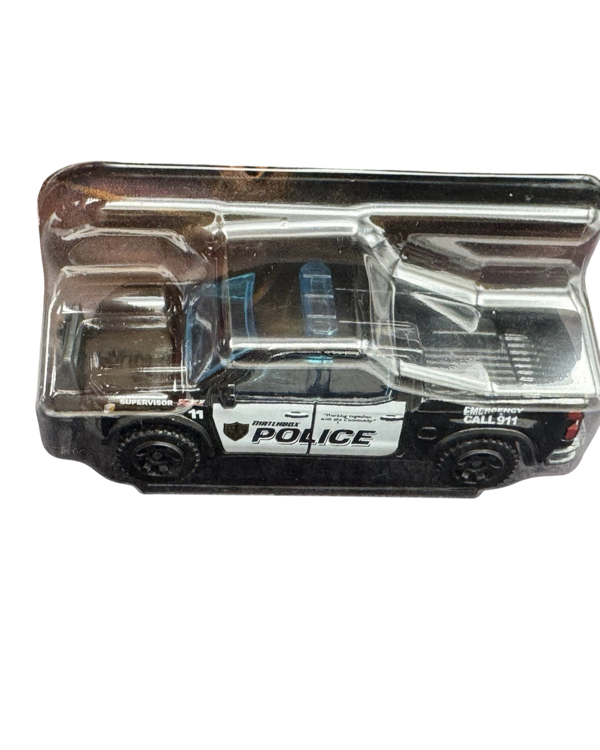 More Than Diecast Matchbox 2024 Chevrolet Silverado police truck in black with white door decals in blister pack