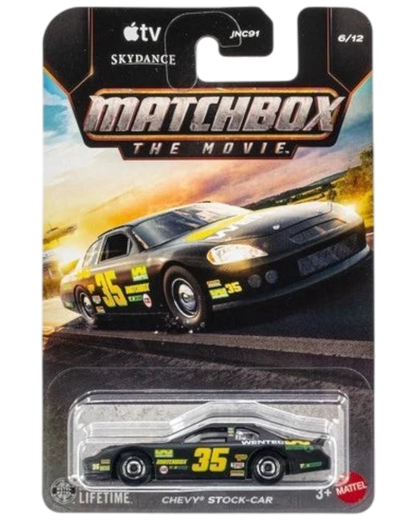 More Than Diecast Matchbox The Movie 1:64 scale Chevrolet Stock Car #6/12 in black and yellow racing livery