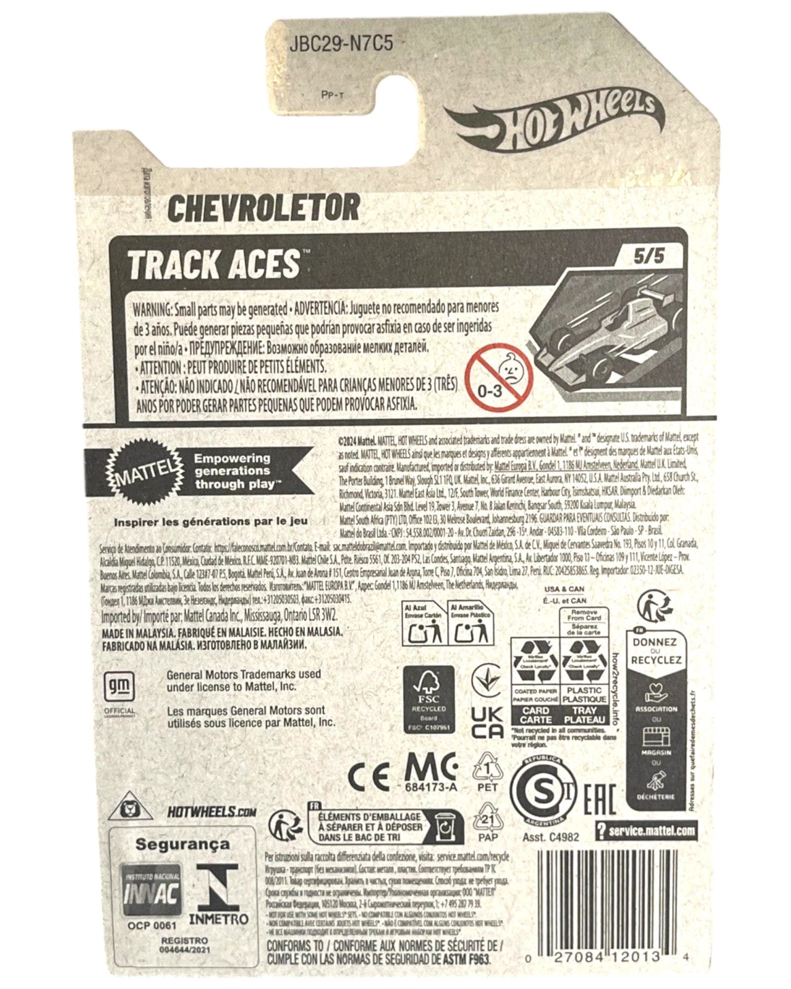 More Than Diecast Hot Wheels Treasure Hunt Chevroletor Track Aces 1:64 scale international card back view