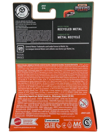 Back of More Than Diecast Matchbox 2002 Chevy Blazer ZR2 packaging showing product details and safety information