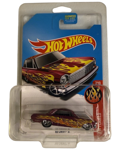 More Than Diecast Hot Wheels '63 Chevy II Super Treasure Hunt in pink Spectraflame with flames in a protective case