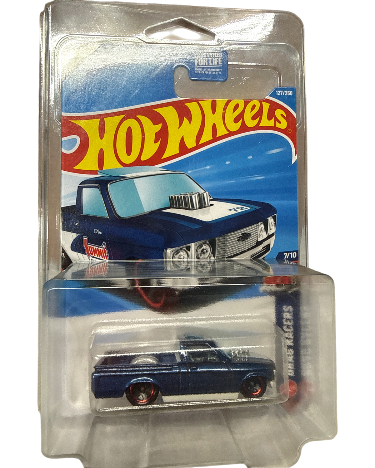 More Than Diecast Hot Wheels Custom '72 Chevy LUV error edition blue die-cast pickup truck in original packaging