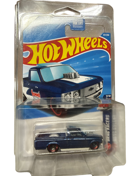 More Than Diecast Hot Wheels Custom '72 Chevy LUV error edition blue die-cast pickup truck in original packaging