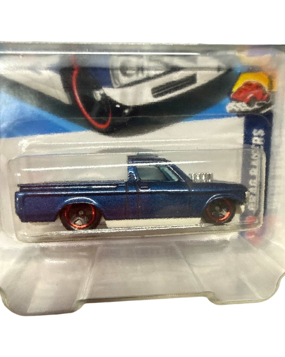 More Than Diecast Hot Wheels Custom '72 Chevy LUV error edition in metallic blue with no lettering in blister pack