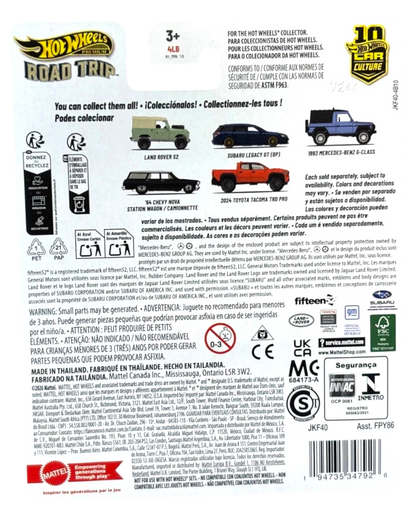 More Than Diecast Hot Wheels Car Culture Road Trip packaging back showing the 1964 Chevy Nova Station Wagon model