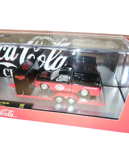 More Than Diecast M2 Machines Coca-Cola 1998 GMC Sierra 1500 4X4 truck on a trailer in display packaging