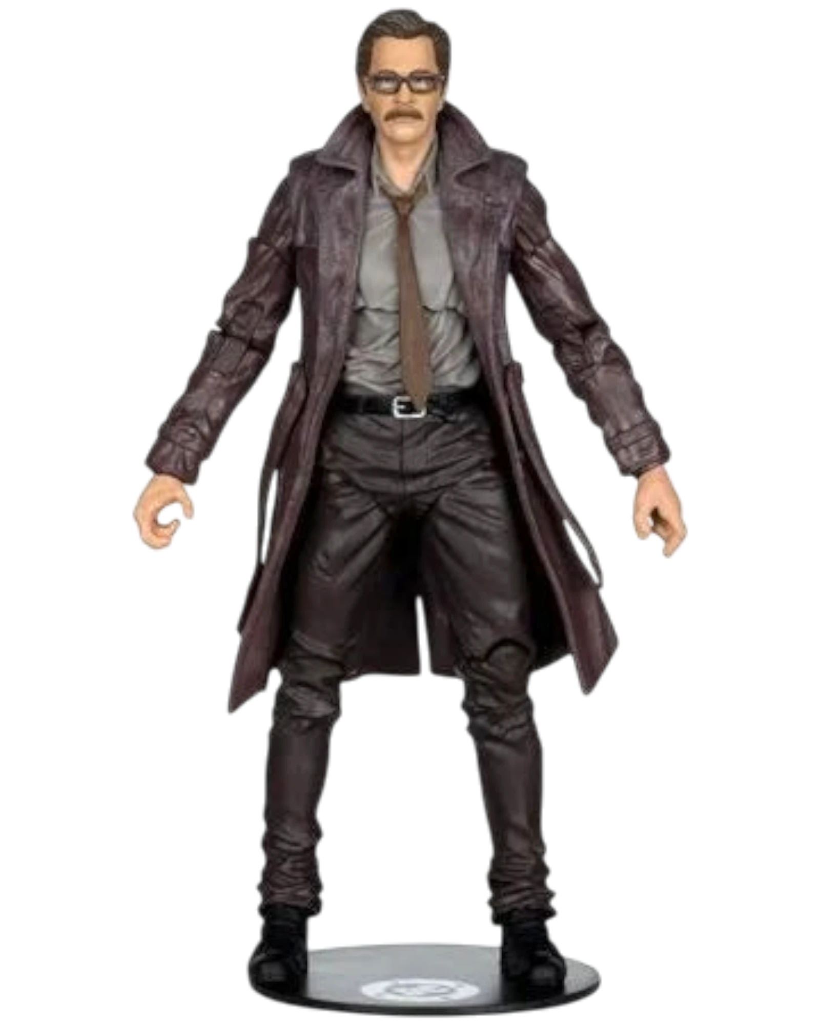 More Than Diecast McFarlane DC Multiverse Commissioner Gordon action figure wearing a brown trench coat and glasses