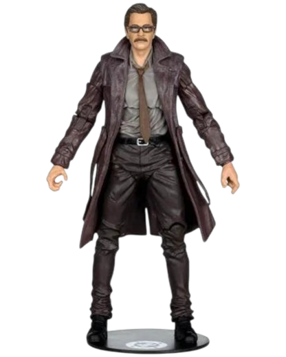 More Than Diecast McFarlane DC Multiverse Commissioner Gordon action figure wearing a brown trench coat and glasses