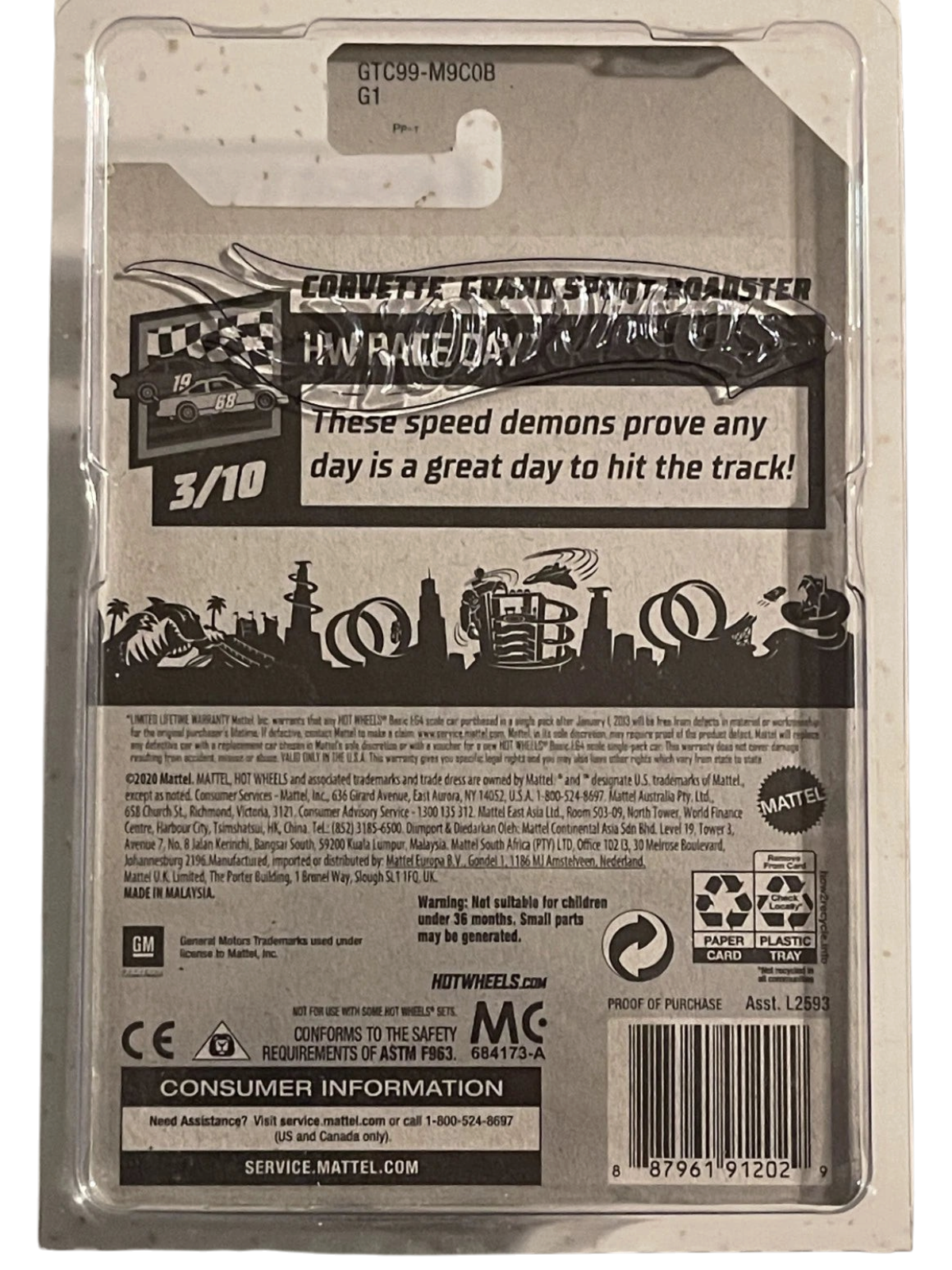 More Than Diecast Hot Wheels Corvette Grand Sport Roadster blister card back with product information and branding
