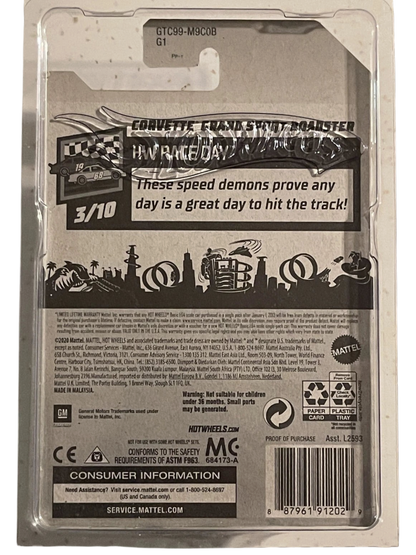 More Than Diecast Hot Wheels Corvette Grand Sport Roadster blister card back with product information and branding