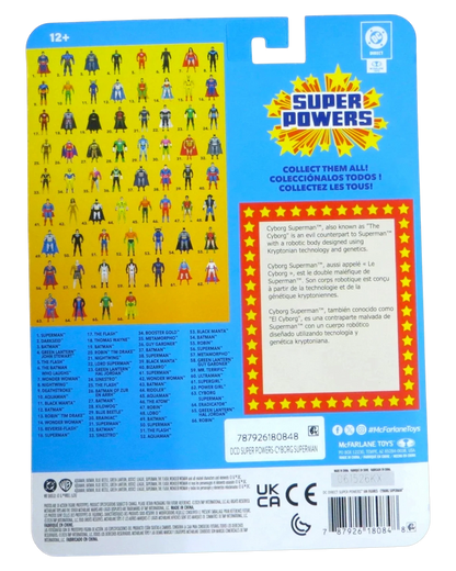 More Than Diecast McFarlane Super Powers Cyborg Superman action figure card back with character checklist and bio
