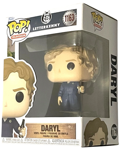 More Than Diecast Funko Pop! Daryl #1163 vinyl figure from Letterkenny, wearing a blue jumpsuit and holding a bottle.