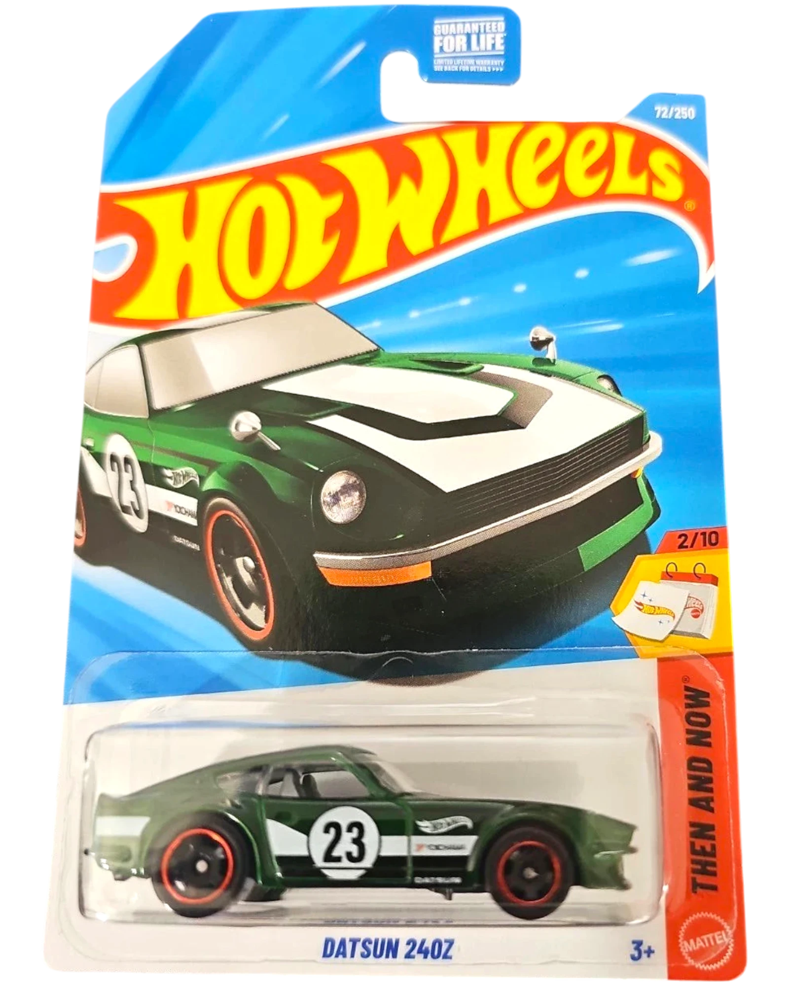More Than Diecast Hot Wheels Datsun 240Z green die-cast car in original blister pack packaging