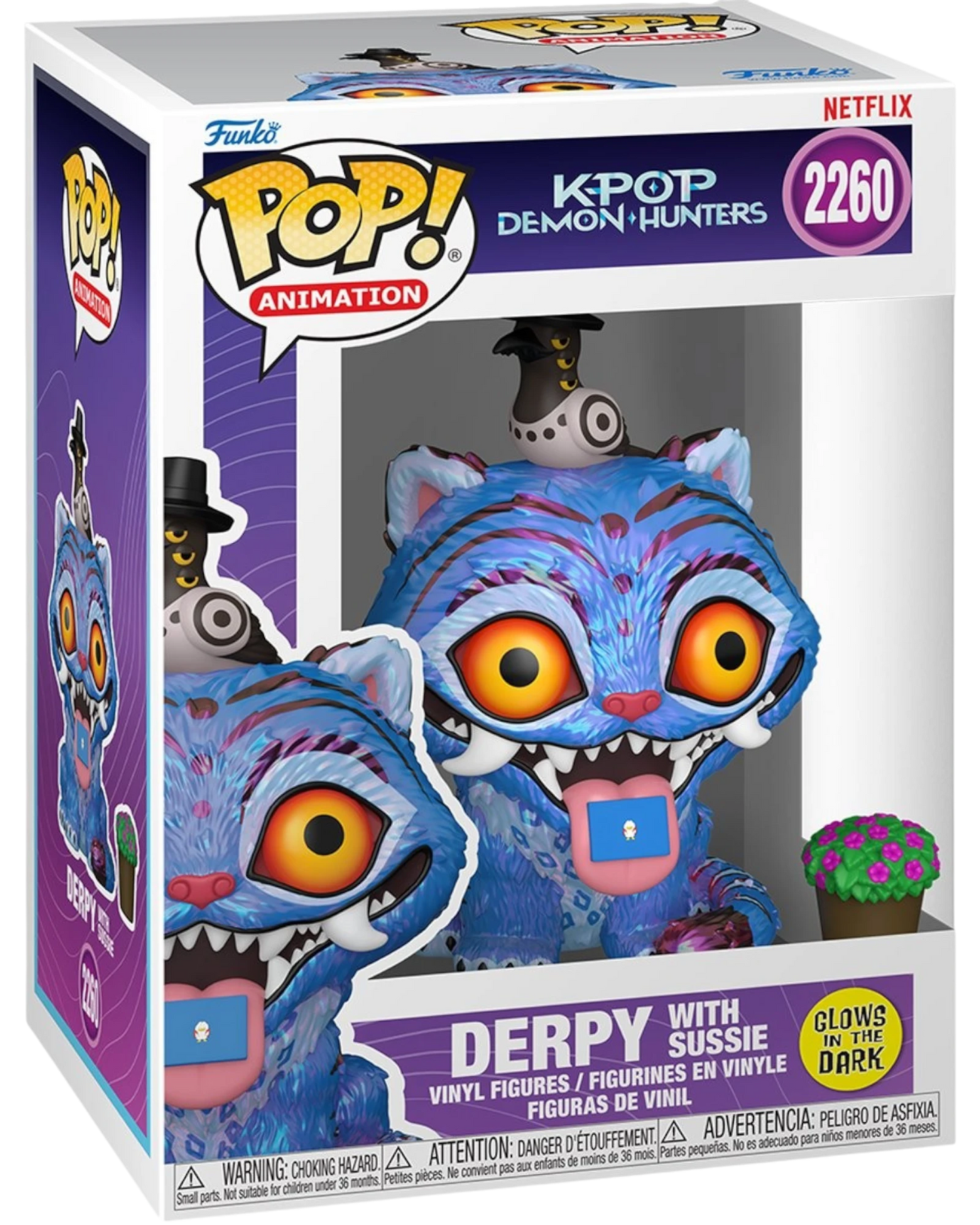 More Than Diecast KPop Demon Hunters Derpy with Sussie glow-in-the-dark Funko Pop vinyl figure #2260 in display box