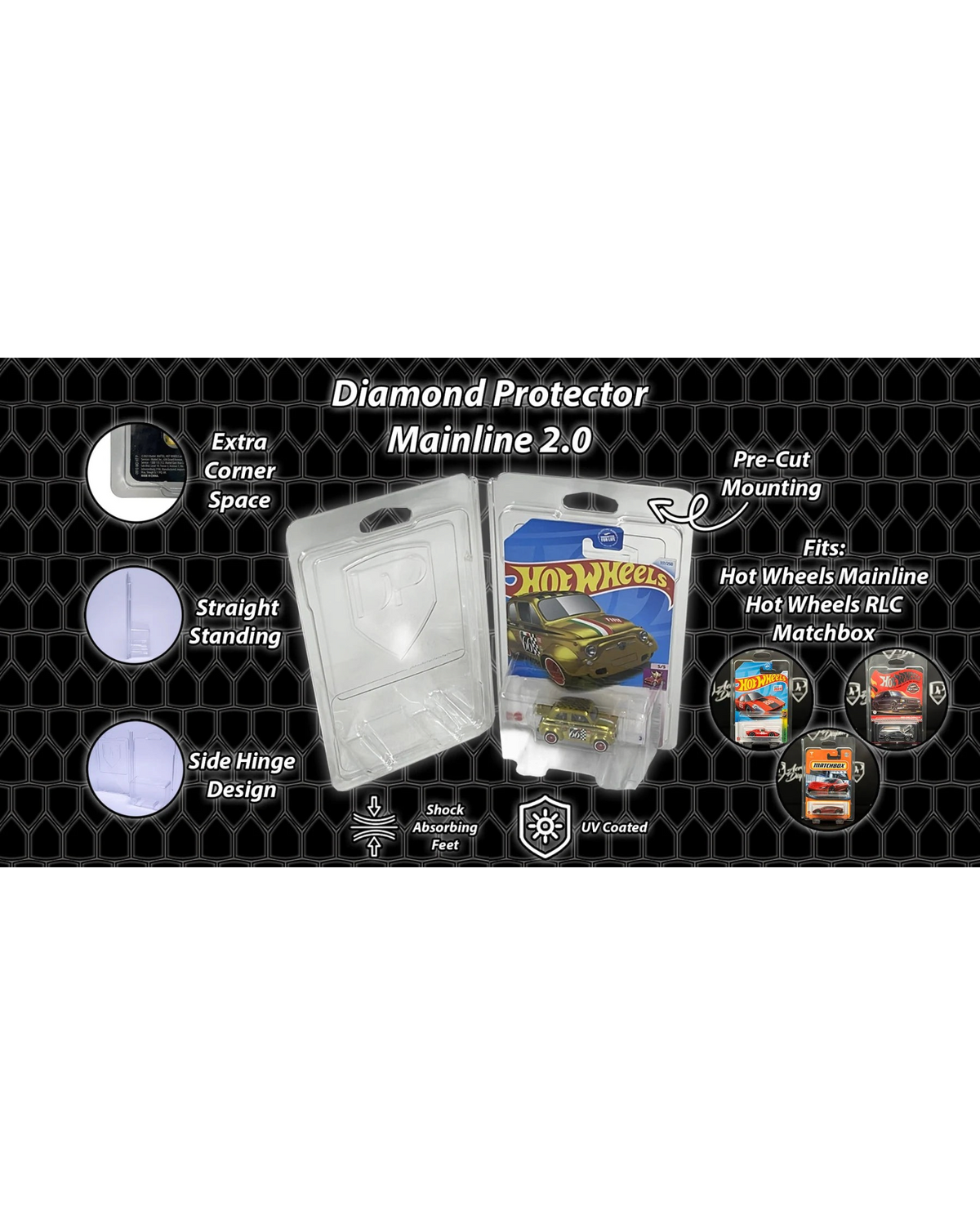 More Than Diecast Diamond Protector 2.0 clear PVC case for Hot Wheels and Matchbox cars with UV protection