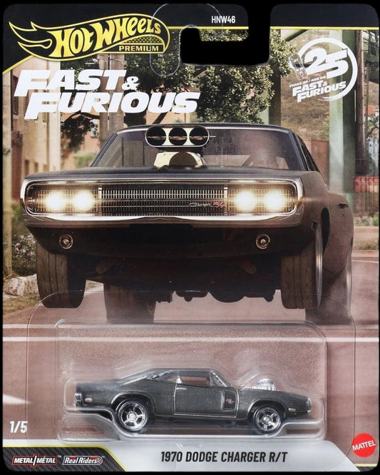 More Than Diecast Hot Wheels Premium 1970 Dodge Charger R/T die-cast car in 1:64 scale from Fast & Furious 25 Years.