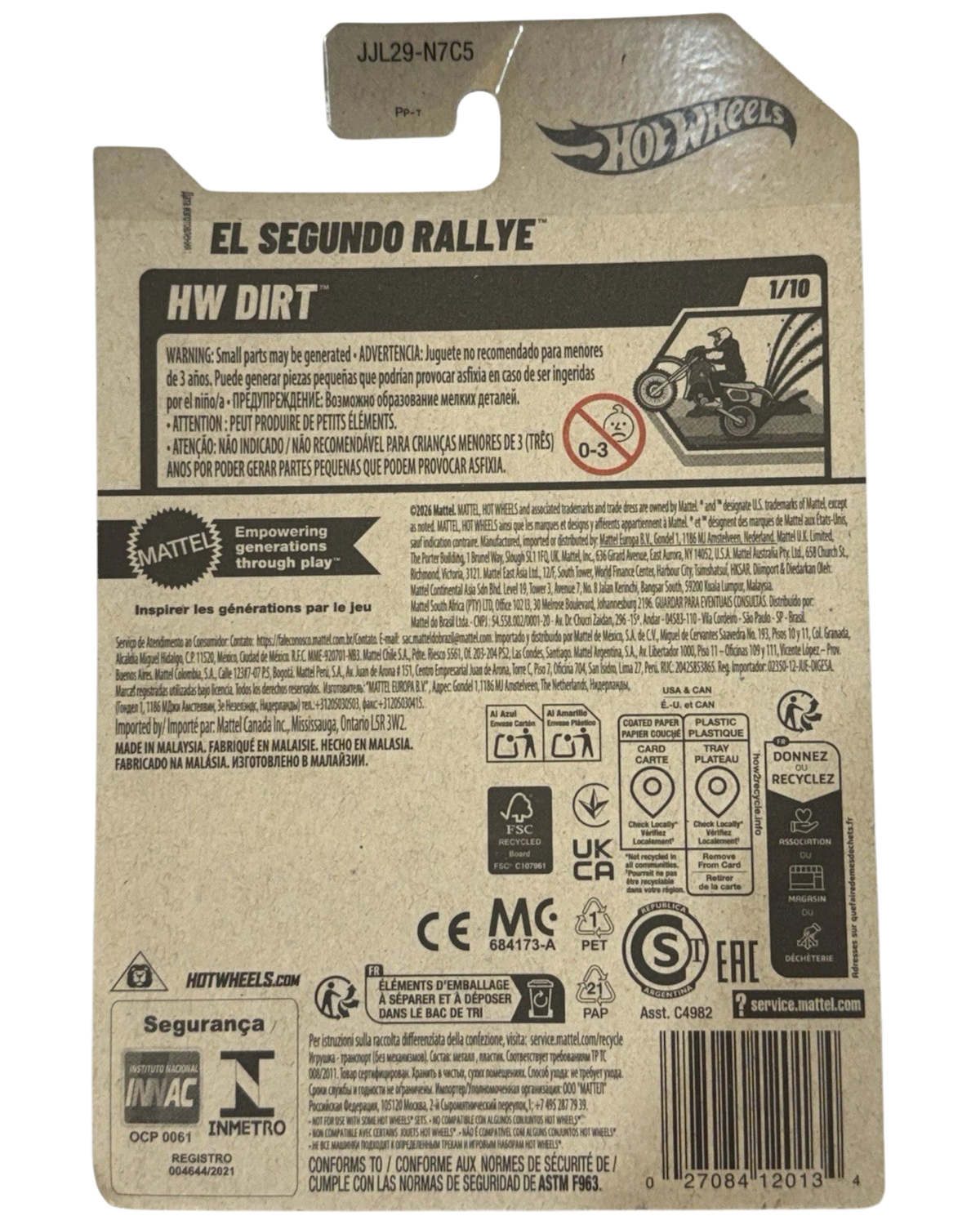 More Than Diecast Hot Wheels 2026 El Segundo Rallye yellow die-cast car packaging back view