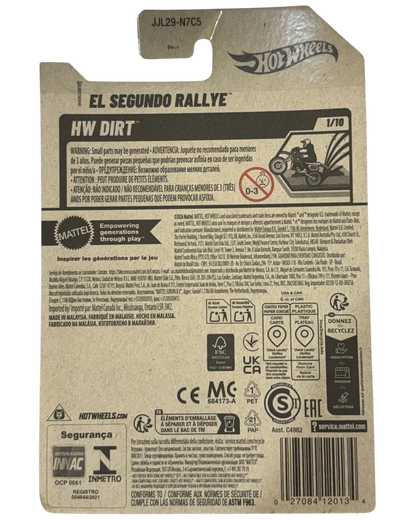 More Than Diecast Hot Wheels 2026 El Segundo Rallye yellow die-cast car packaging back view