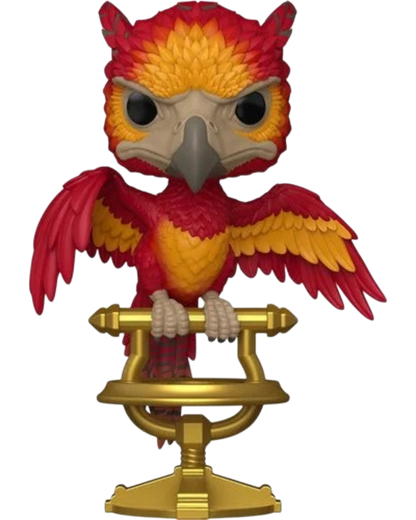 More Than Diecast Funko Pop Harry Potter Fawkes on Perch vinyl figure with red and orange feathers on a gold stand