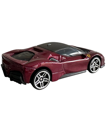 More Than Diecast Hot Wheels Ferrari SF90 Stradale 1:64 scale die-cast car in metallic burgundy with black roof