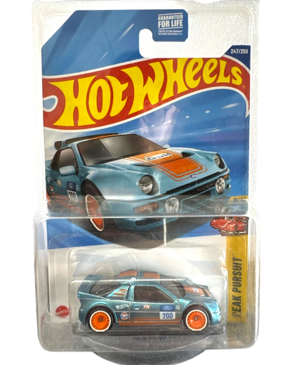 More Than Diecast Hot Wheels Ford RS200 Gulf Oil Super Treasure Hunt diecast car in original blister packaging