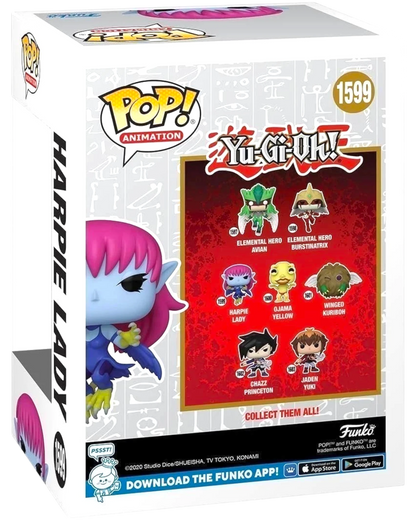 More Than Diecast Funko Pop! Animation Yu-Gi-Oh! Harpie Lady #1599 vinyl figure with pink hair and blue skin.
