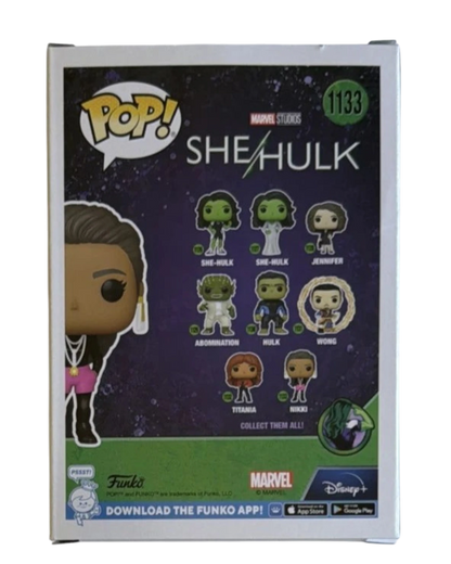 More Than Diecast Funko Pop Nikki #1133 She Hulk Marvel 2022 collectible figure box back with character art.
