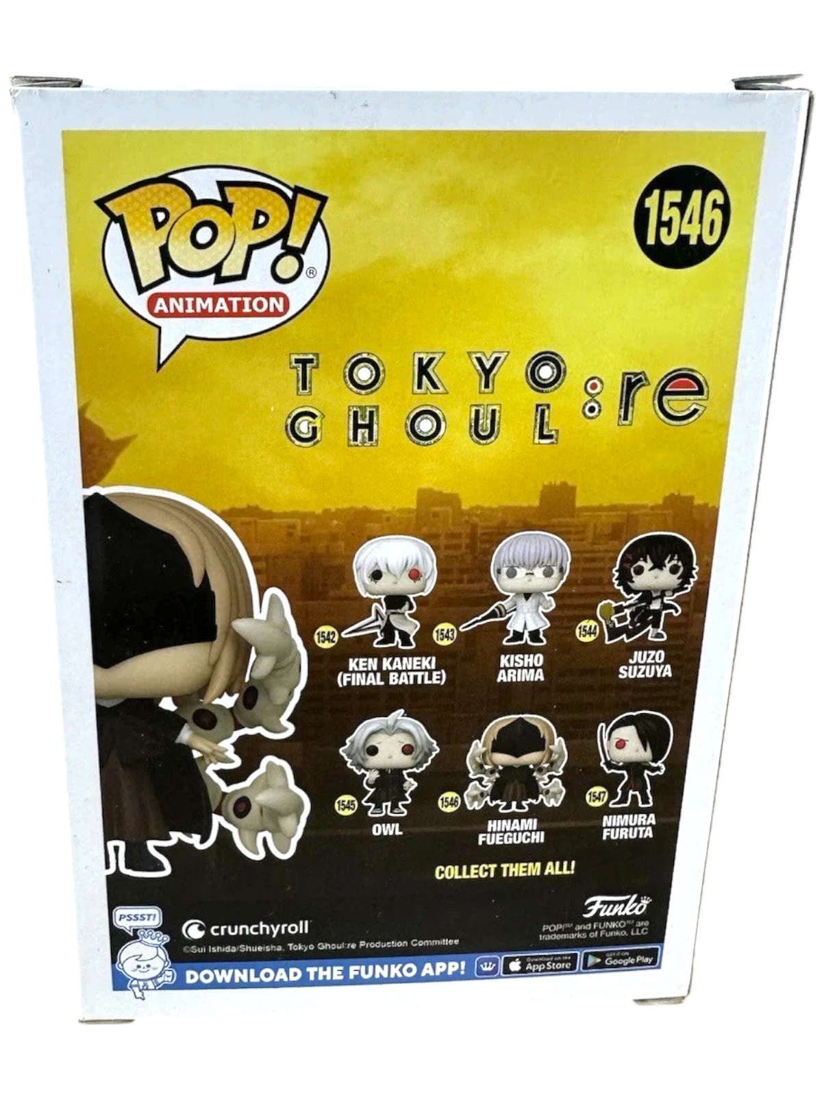 More Than Diecast Funko Pop! Animation Tokyo Ghoul Hinami Fueguchi #1546 vinyl figure box.