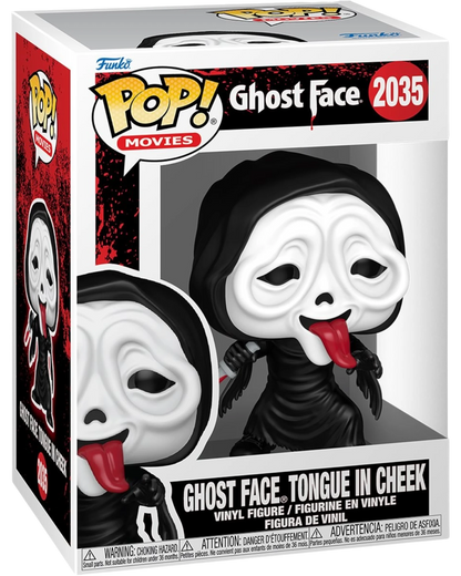 More Than Diecast Ghost Face Tongue in Cheek Funko Pop! Vinyl Figure #2035, black robe, white mask with tongue out.