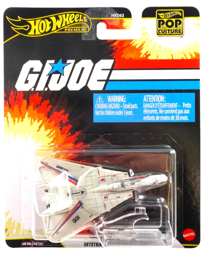 More Than Diecast Hot Wheels Premium G.I. Joe F-14 Tomcat combat jet in white with red and blue detailing on card.