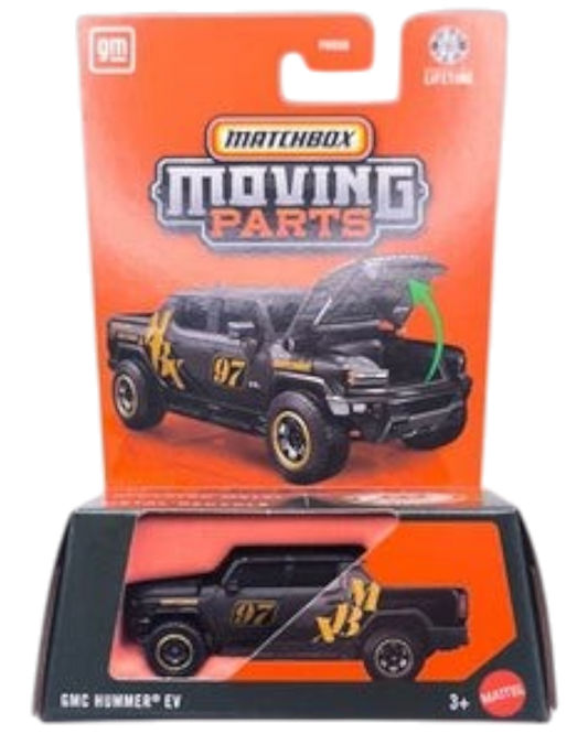More Than Diecast Matchbox GMC Hummer EV black and gold 1:64 scale die-cast truck with moving hood in blister pack