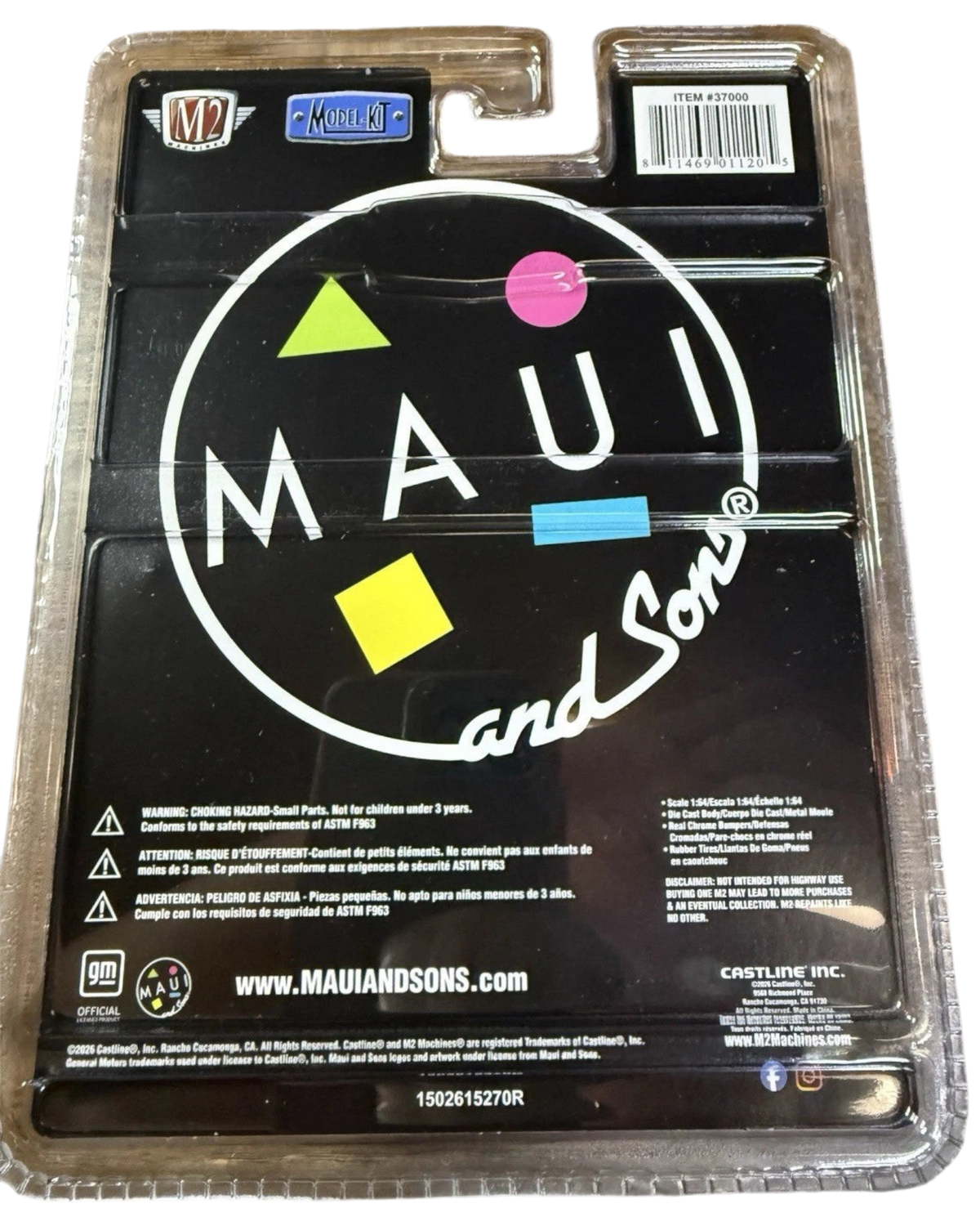 More Than Diecast M2 Machines 1995 GMC Safari Van Maui and Sons model kit packaging back view