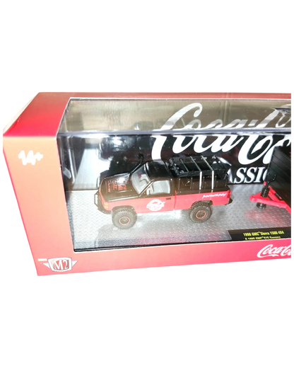 More Than Diecast M2 Machines 1998 GMC Sierra 1500 4X4 Coca-Cola edition diecast truck in red and black packaging