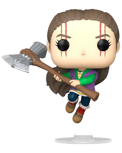 More Than Diecast Thor: Love and Thunder Gorr's Daughter Funko Pop! Vinyl Figure #1188, holding Stormbreaker. Brown hair, red face markings.
