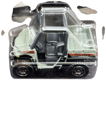 More Than Diecast 1:64 scale gray Polaris Ranger EV utility vehicle from the 2026 Matchbox MBX Team series