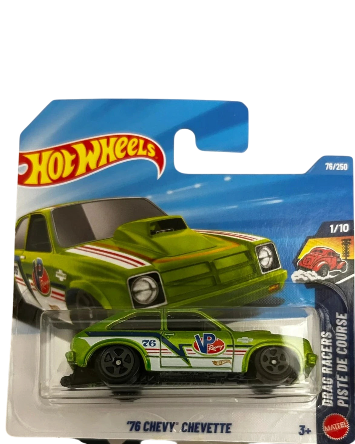 More Than Diecast Hot Wheels 1976 Chevrolet Chevette green die-cast car in short card packaging