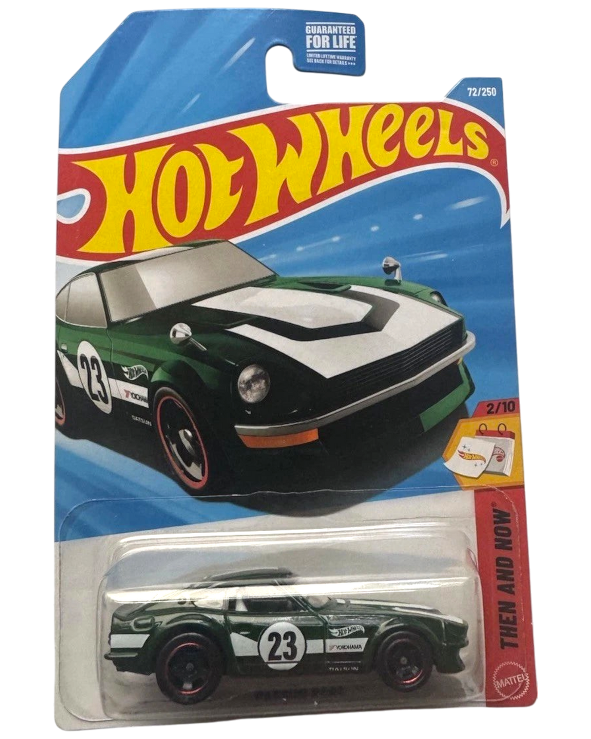 More Than Diecast Hot Wheels 2026 Datsun 240Z in green, a 1:64 scale die-cast car from the Then and Now series.