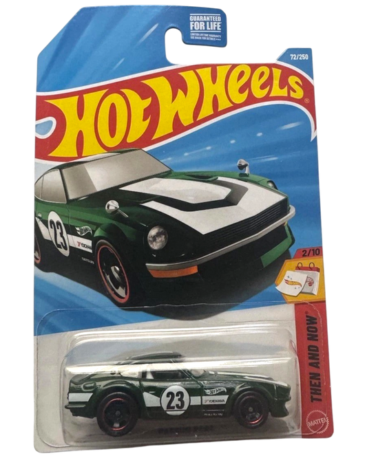 More Than Diecast Hot Wheels 2026 Datsun 240Z in green, a 1:64 scale die-cast car from the Then and Now series.