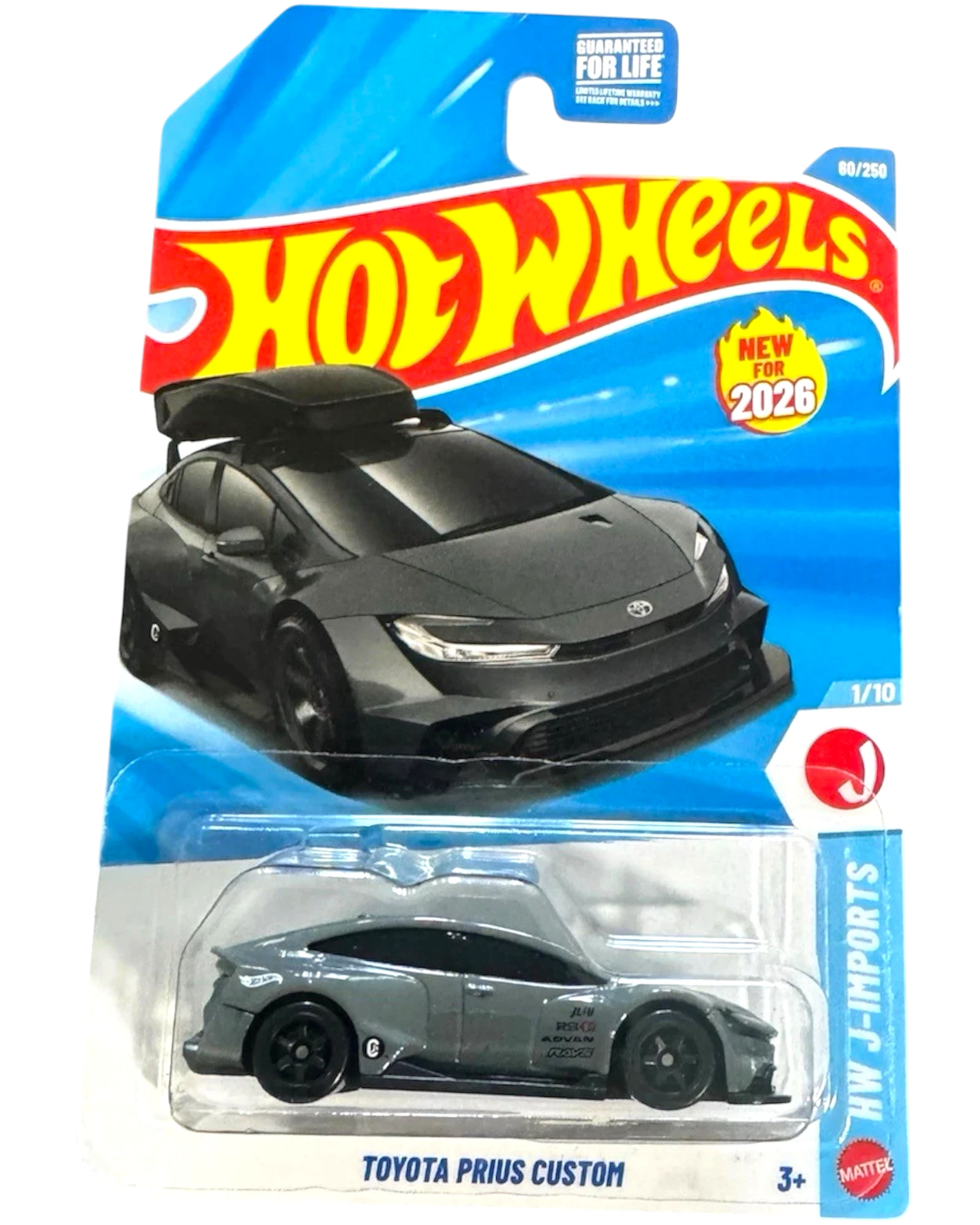 More Than Diecast Hot Wheels grey Toyota Prius Custom JDM die-cast car in original blister packaging