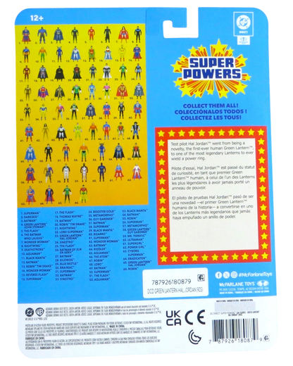 More Than Diecast McFarlane Super Powers Hal Jordan Green Lantern action figure packaging back view with checklist