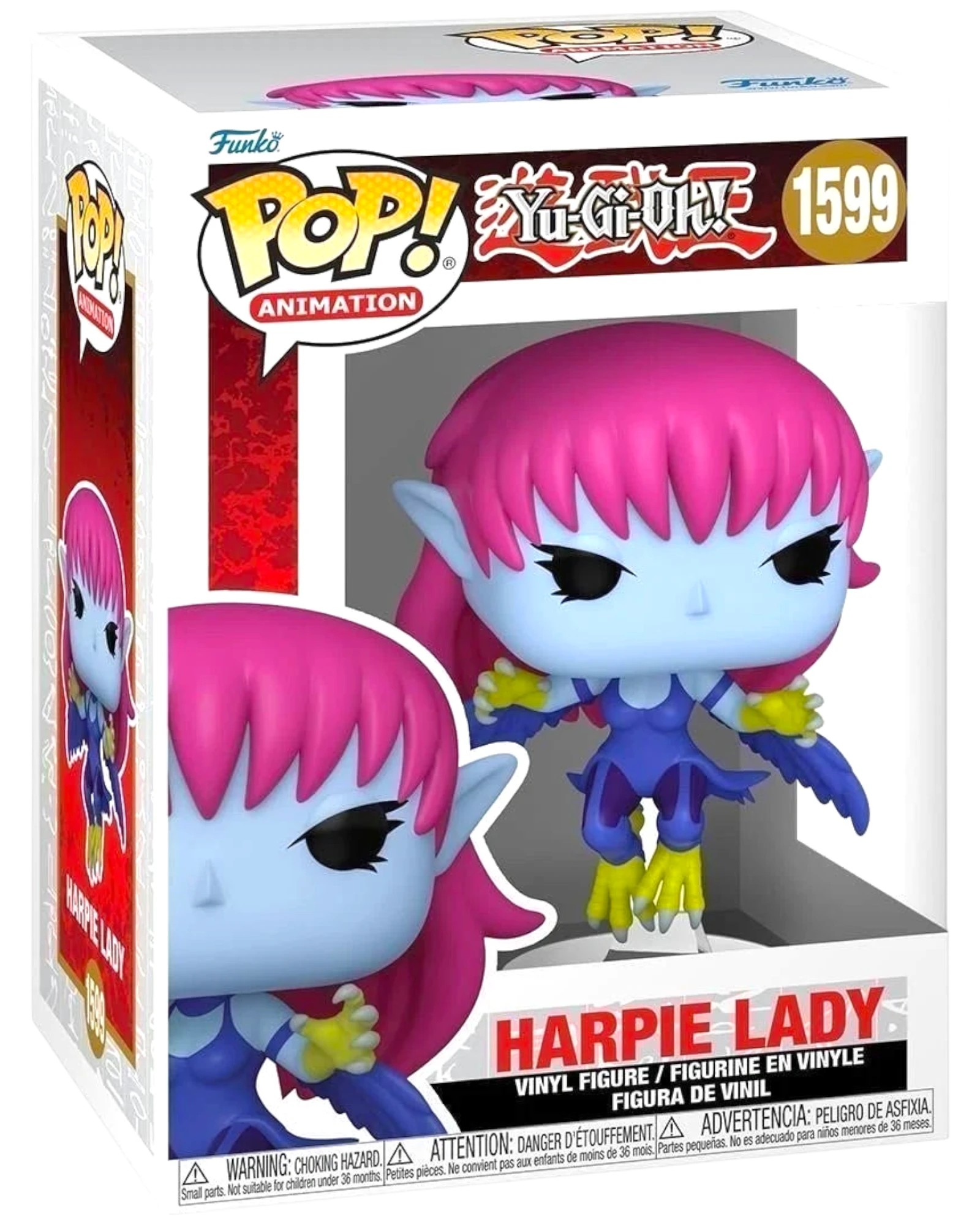 More Than Diecast Funko Pop! Yu-Gi-Oh! Harpie Lady vinyl figure with blue skin, pink hair, and yellow talons.