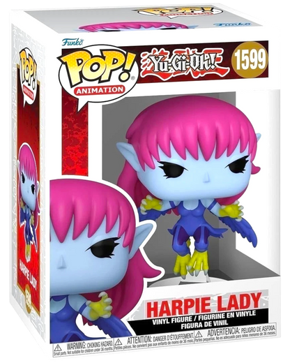 More Than Diecast Funko Pop! Yu-Gi-Oh! Harpie Lady vinyl figure with blue skin, pink hair, and yellow talons.