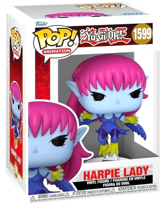 More Than Diecast Funko Pop! Yu-Gi-Oh! Harpie Lady vinyl figure with blue skin, pink hair, and yellow talons.